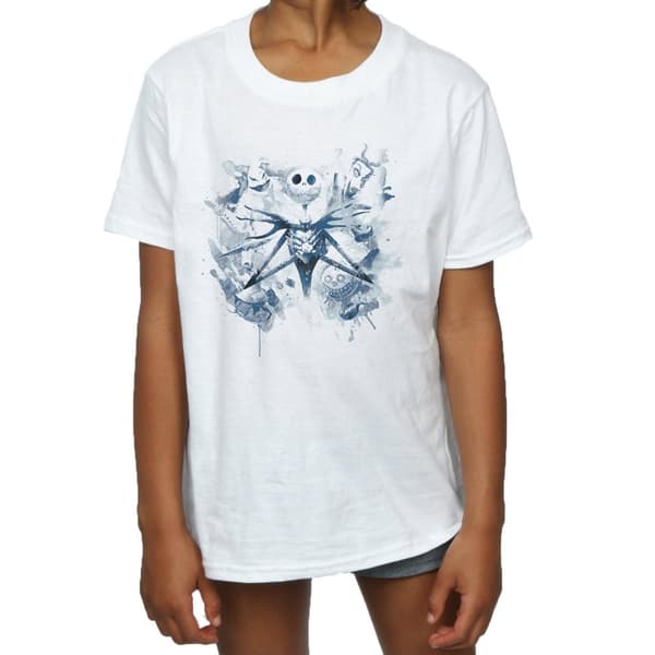 Disney T-shirt i bomull för flickor Nightmare Before Christmas Paint Spray Vårdare