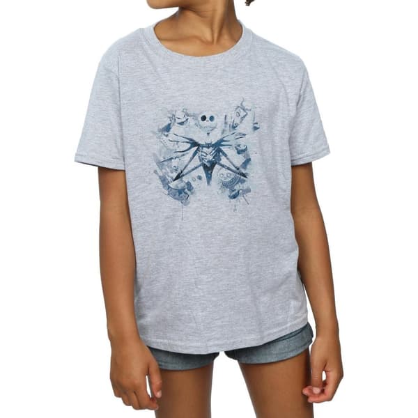 Disney T-shirt i bomull för flickor Nightmare Before Christmas Paint Spray Vårdare