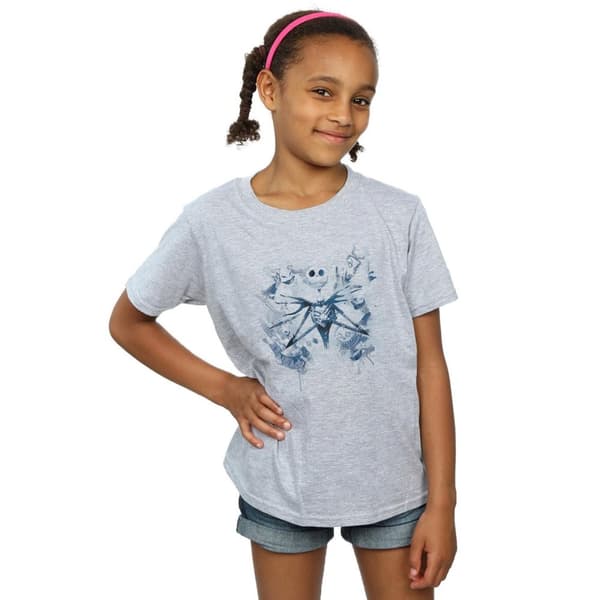 Disney T-shirt i bomull för flickor Nightmare Before Christmas Paint Spray Vårdare