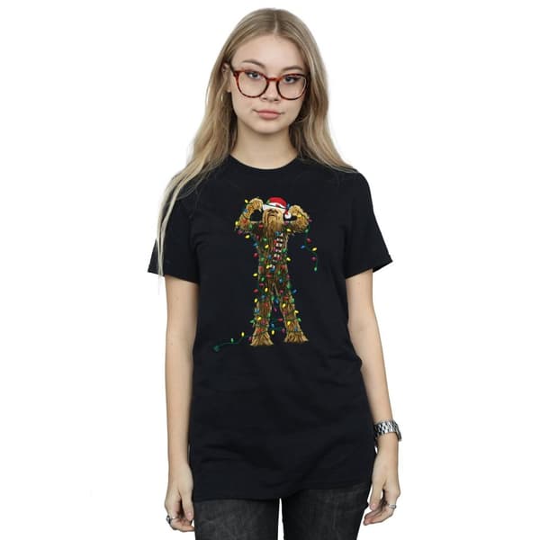 Star Wars Womens/Ladies Chewbacca Christmas Lights Cotton Boyfriend T-Shirt