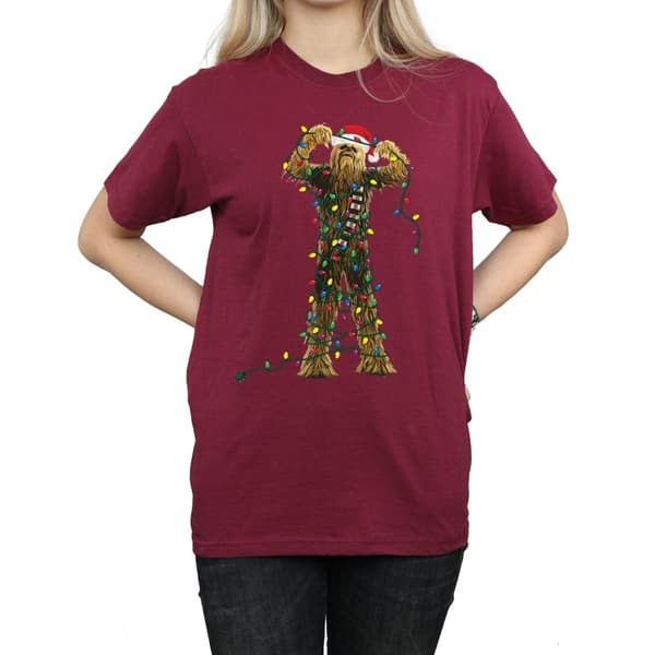 Star Wars Womens/Ladies Chewbacca Christmas Lights Cotton Boyfriend T-Shirt