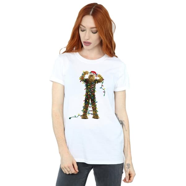 Star Wars Womens/Ladies Chewbacca Christmas Lights Cotton Boyfriend T-Shirt