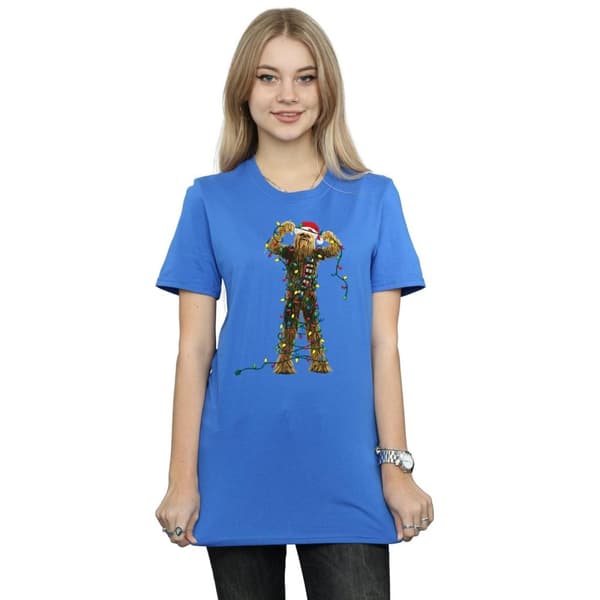 Star Wars Womens/Ladies Chewbacca Christmas Lights Cotton Boyfriend T-Shirt