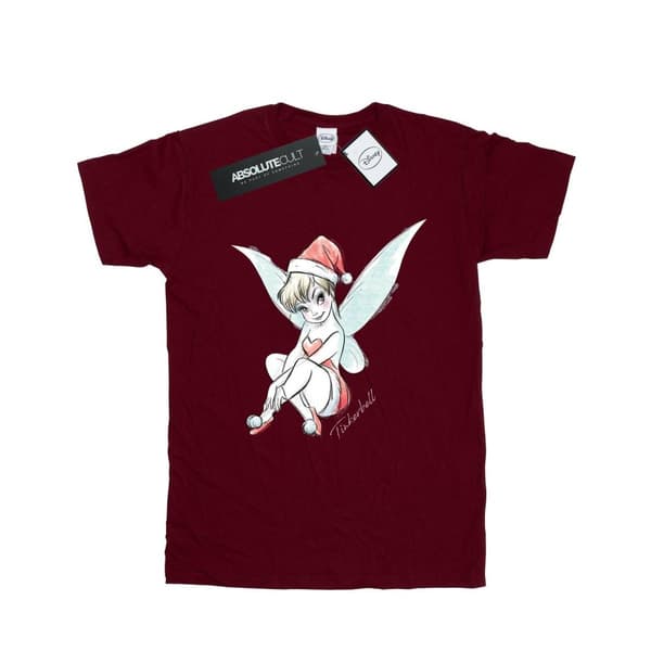Disney Womens/Ladies Tinkerbell Christmas Fairy Cotton Boyfriend T-Shirt