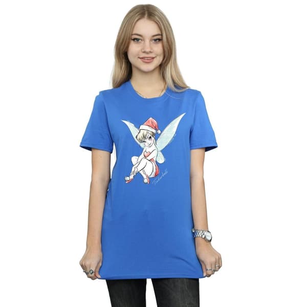 Disney Womens/Ladies Tinkerbell Christmas Fairy Cotton Boyfriend T-Shirt