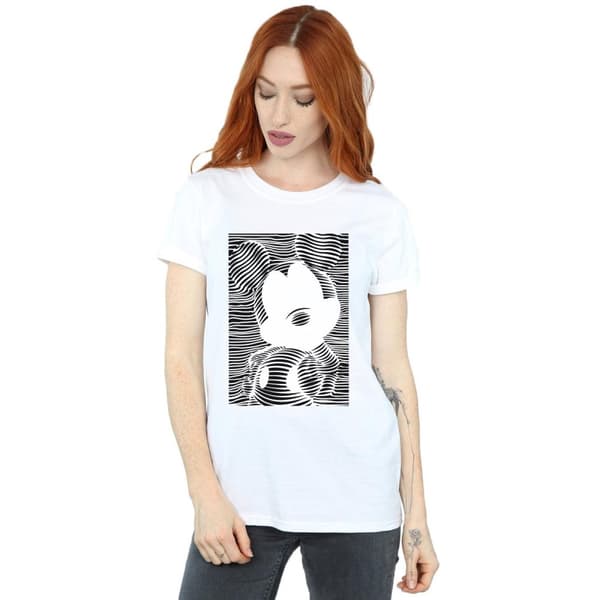Disney Dam/Tjej Musse Pigg Linjer Bomull Boyfriend T-shirt