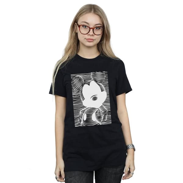 Disney Dam/Tjej Musse Pigg Linjer Bomull Boyfriend T-shirt