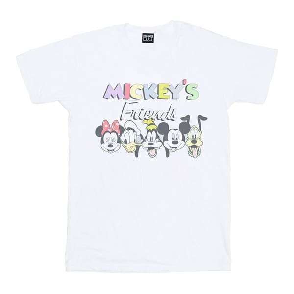 Disney Dam/Tjej Musse Pigg Vänner Faded Nostalgia Bomull Boyfriend T-shirt