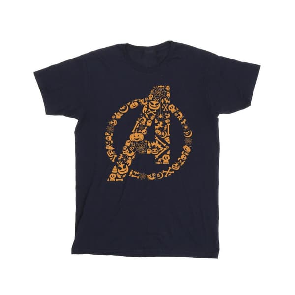 Marvel Girls Avengers Halloween Logo Cotton T-Shirt Navy Blue 9-11 Years