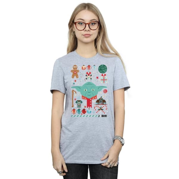 Star Wars Womens/Ladies Yoda Christmas Cotton Boyfriend T-Shirt