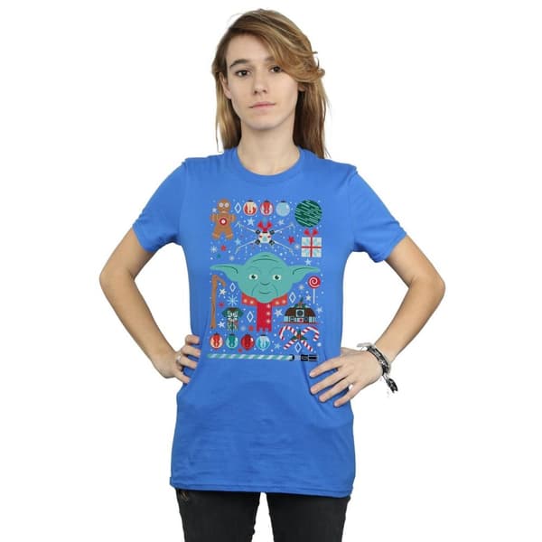 Star Wars Womens/Ladies Yoda Christmas Cotton Boyfriend T-Shirt