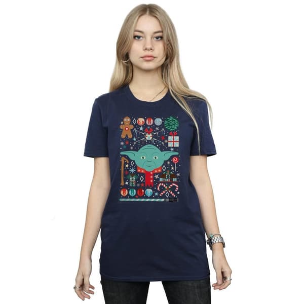 Star Wars Womens/Ladies Yoda Christmas Cotton Boyfriend T-Shirt