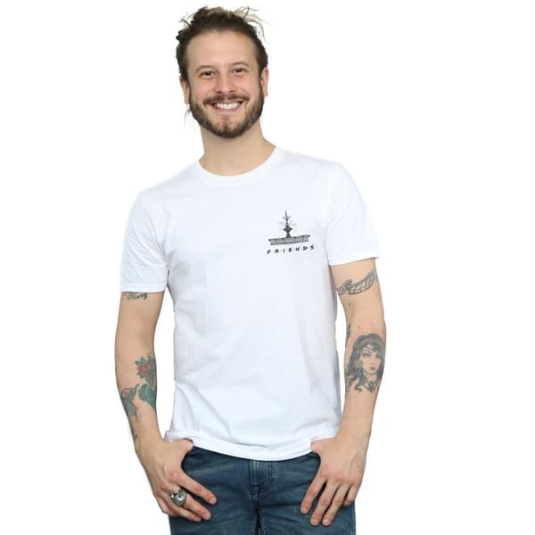 Friends T-shirt med brösttryck från fontän för herrar