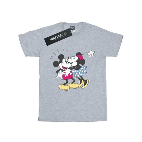 Disney Womens/Ladies Mickey And Minnie Mouse Kiss Cotton Boyfriend T-Shirt Sports Grey L