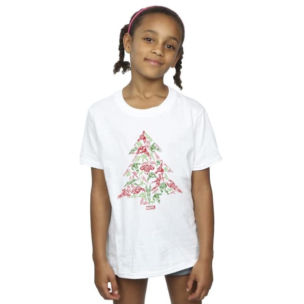 Marvel Girls Avengers Christmas Tree Cotton T-Shirt