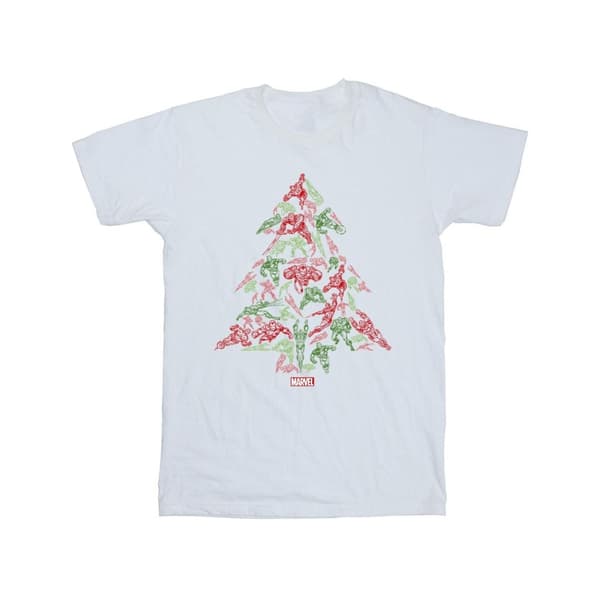 Marvel Girls Avengers Christmas Tree Cotton T-Shirt
