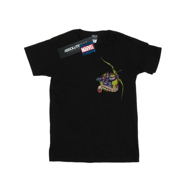 Marvel Mens Hawkeye Tattoo Breast Print T-Shirt Black 5XL