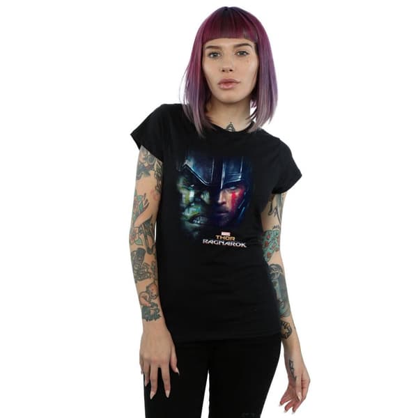 Marvel Dam/Tjej Thor Ragnarok Hulk T-shirt i bomull med delat ansikte