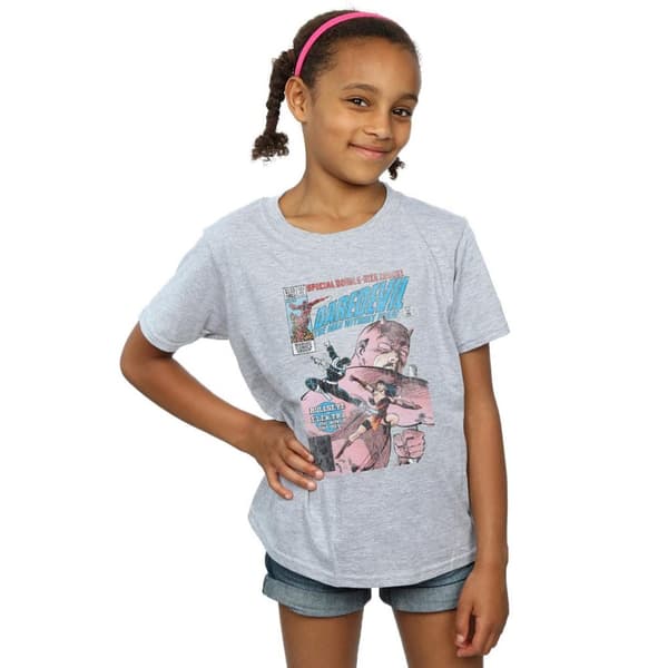 Marvel Daredevil-t-shirt i bomull med tryck över Bullseye Vs Elektra-överdrag för tjejer