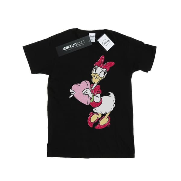 Disney Womens/Ladies Daisy Duck Love Heart Cotton Boyfriend T-Shirt