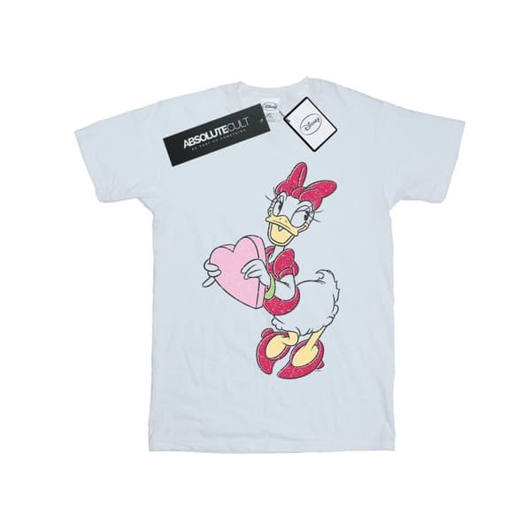 Disney Womens/Ladies Daisy Duck Love Heart Cotton Boyfriend T-Shirt