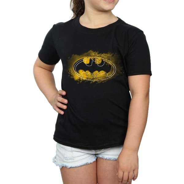 DC Comics T-shirt i bomull med Batmans spray-logotyp för flickor