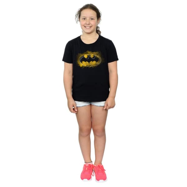 DC Comics T-shirt i bomull med Batmans spray-logotyp för flickor