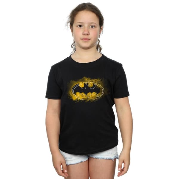 DC Comics T-shirt i bomull med Batmans spray-logotyp för flickor