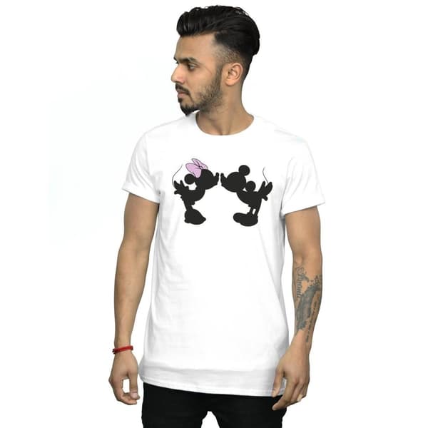Disney Mens Mickey Minnie Kiss Silhouette T-Shirt
