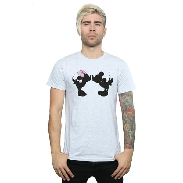 Disney Mens Mickey Minnie Kiss Silhouette T-Shirt
