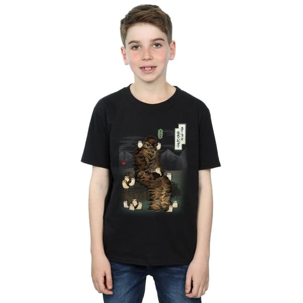Star Wars Pojkar Den sista jedin Japansk Chewbacca Porgs T-shirt