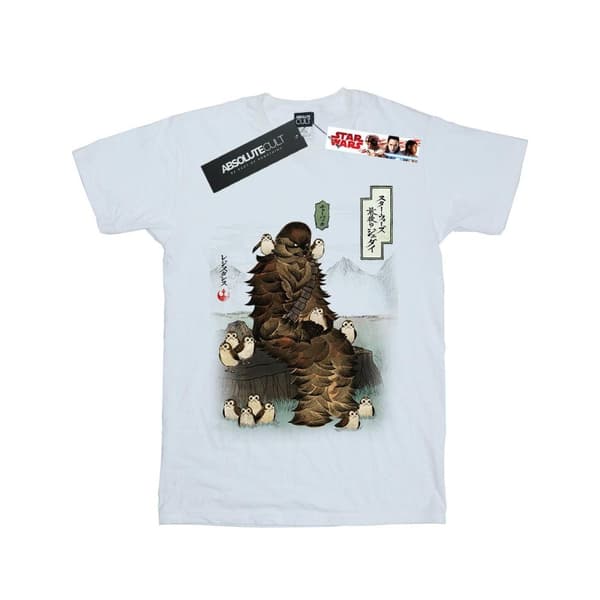 Star Wars Pojkar Den sista jedin Japansk Chewbacca Porgs T-shirt White 9-11 Years