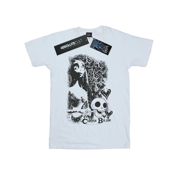 Corpse Bride T-shirt i bomull med dödskalle-logotyp för flickor White 12-13 Years