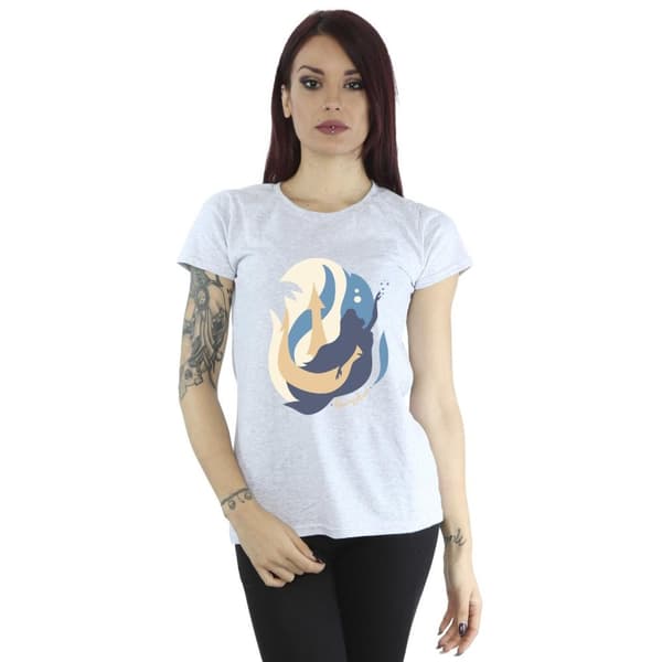 Disney Dam/Tjej Den lilla sjöjungfrun Colour Silhouettes Bomulls-T-shirt