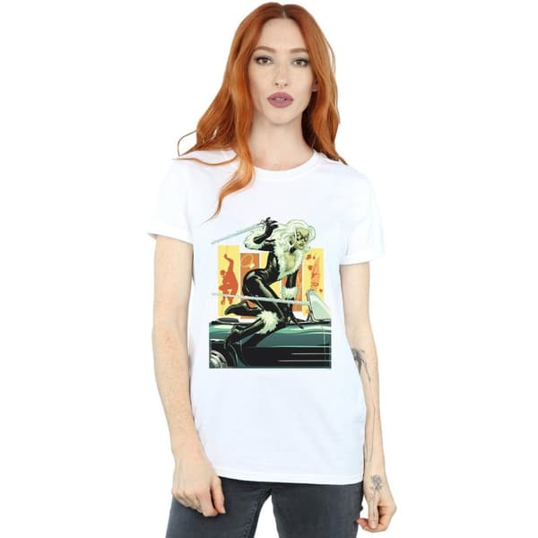 Marvel Womens/Ladies Black Cat Car Cotton Boyfriend T-Shirt