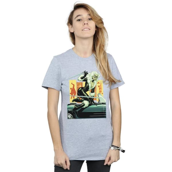 Marvel Womens/Ladies Black Cat Car Cotton Boyfriend T-Shirt