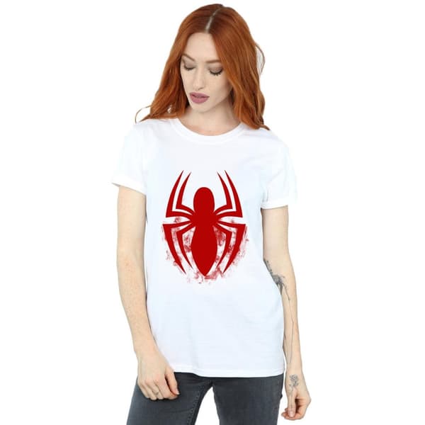Marvel Dam/dam Spider-Man - T-shirt med logotyp och emblem i bomull för pojkvän
