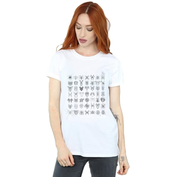 Marvel Dam/Tjej Spider-Man Spidey Symbols Sketched Bomull Boyfriend T-shirt