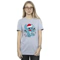 Miniatyrbillede 1 af 2: Disney Womens/Ladies Lilo And Stitch Christmas Lights Sketch Cotton Boyfriend T-Shirt