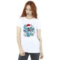 Miniatyrbillede 1 af 2: Disney Womens/Ladies Lilo And Stitch Christmas Lights Sketch Cotton Boyfriend T-Shirt