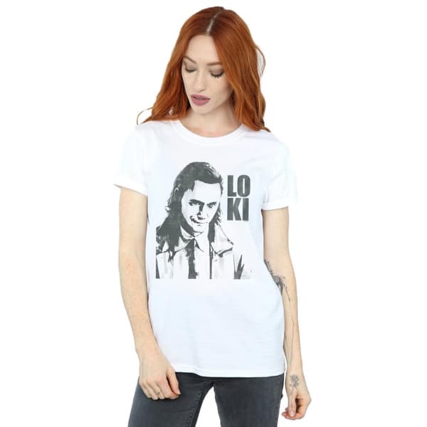 Marvel Womens/Ladies Loki Head Poster Cotton Boyfriend T-Shirt