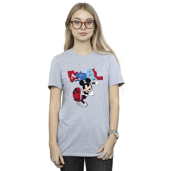 Disney Dam/Tjej Musse Pigg Mål Striker Pose Boyfriend T-shirt i bomull