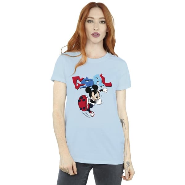 Disney Dam/Tjej Musse Pigg Mål Striker Pose Boyfriend T-shirt i bomull