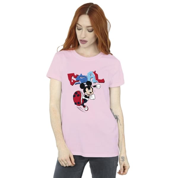 Disney Dam/Tjej Musse Pigg Mål Striker Pose Boyfriend T-shirt i bomull