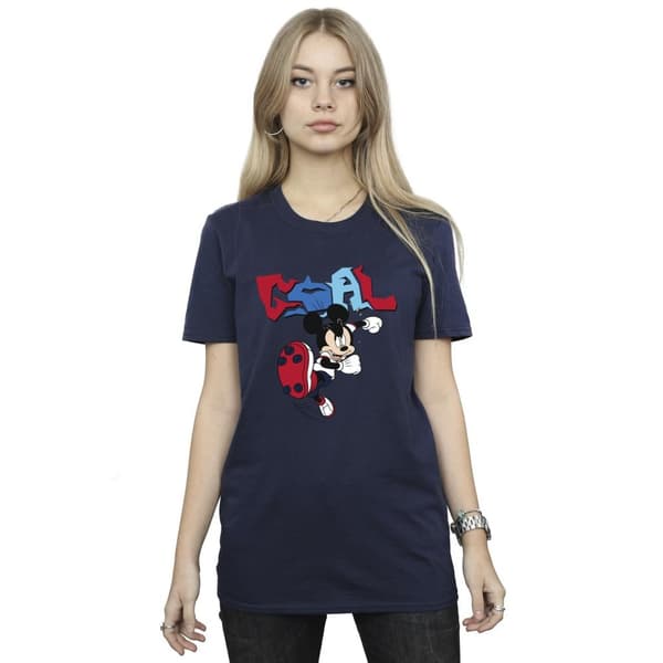 Disney Dam/Tjej Musse Pigg Mål Striker Pose Boyfriend T-shirt i bomull