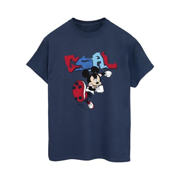 Disney Dam/Tjej Musse Pigg Mål Striker Pose Boyfriend T-shirt i bomull