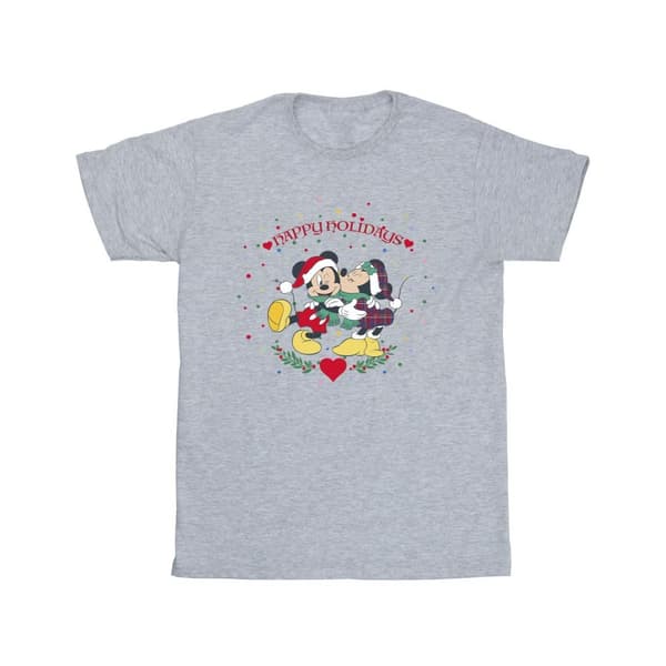 Disney Girls Mickey Mouse Mickey Minnie Christmas Cotton T-Shirt Sports Grey 12-13 Years