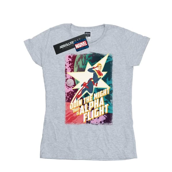 Marvel Womens/Ladies Captain Marvel Alpha Flight Cotton T-Shirt Sports Grey M