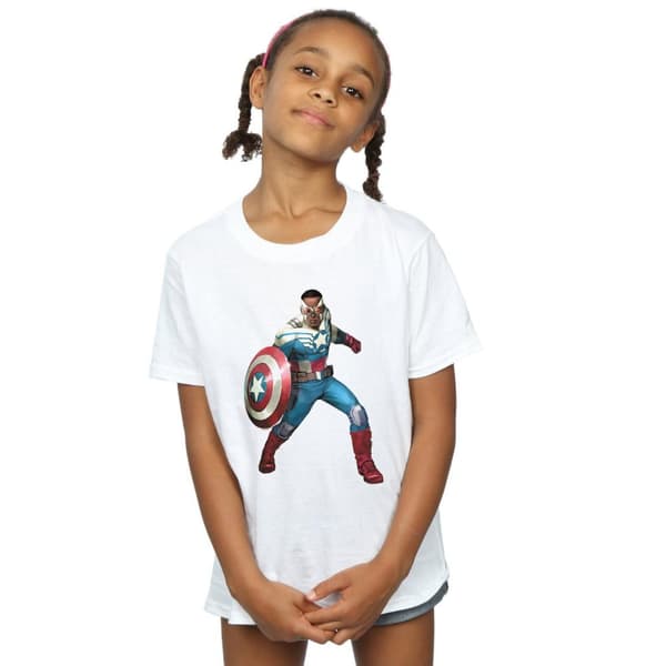 Marvel T-shirt i bomull med Falcon Is Captain America för flickor