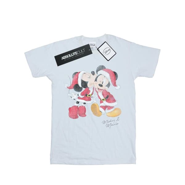 Disney Dam/Tjej Mickey And Minnie Christmas Kiss Boyfriend T-shirt i bomull